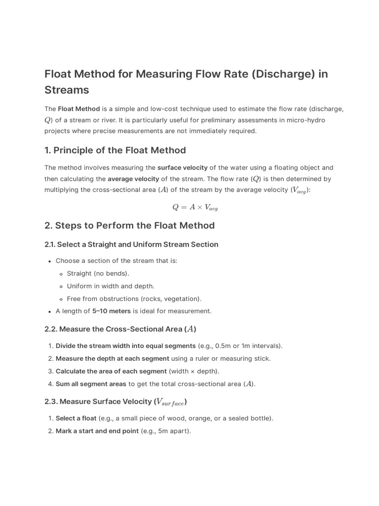 Flow Rate (Discharge) Measurement | PDF | Flow Measurement | Discharge ...
