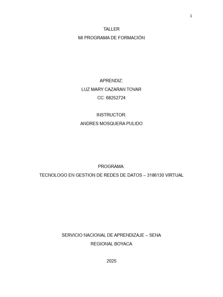 Mi Programa de Formacion | PDF