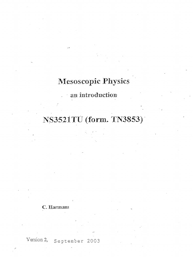 Kees Harmans - Mesoscopic Physics | PDF