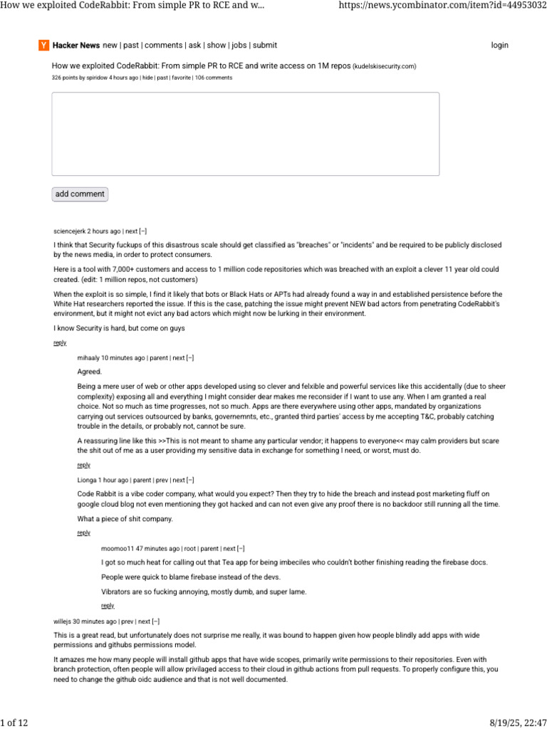 Exploiting CodeRabbit: RCE and Repo Access | PDF | Exploit (Computer ...