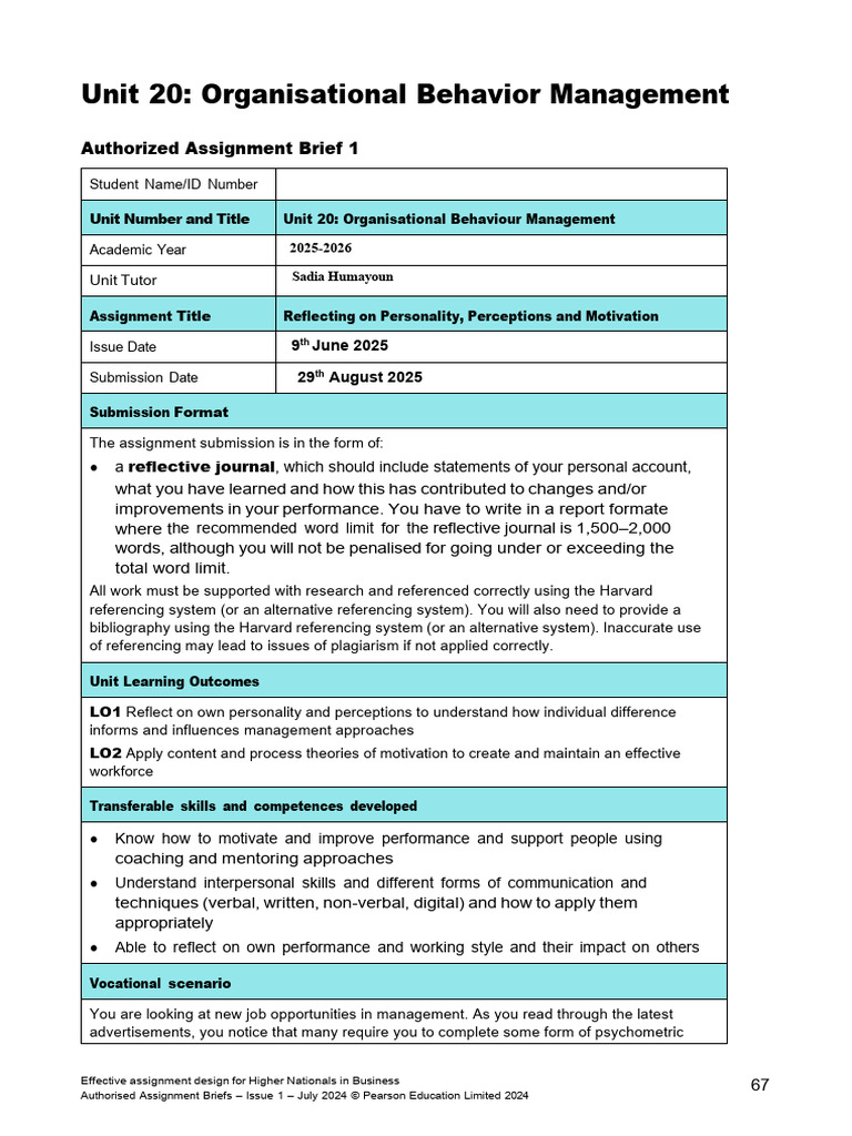 Assignment Brief Unit 20 ICE- Global May-Aug 2025 | PDF | Employment ...