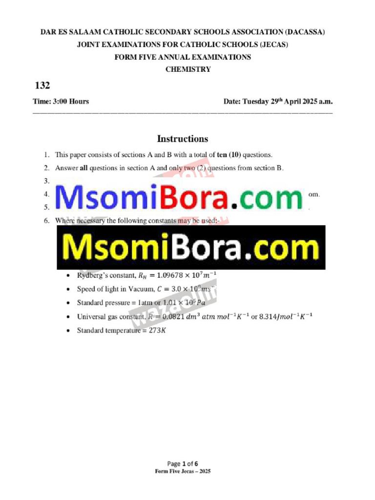 Chemistry - Exam N Answers | PDF | Chemical Reactions | Hydrogen