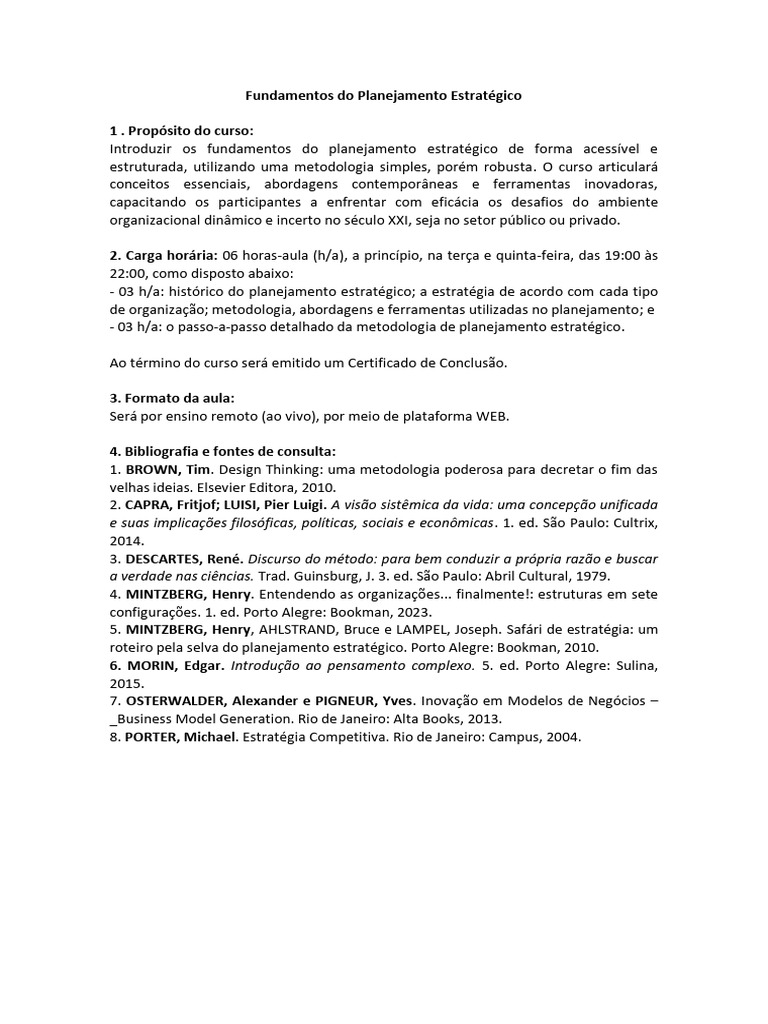 Fundamentos do Planejamento Estratégico | PDF