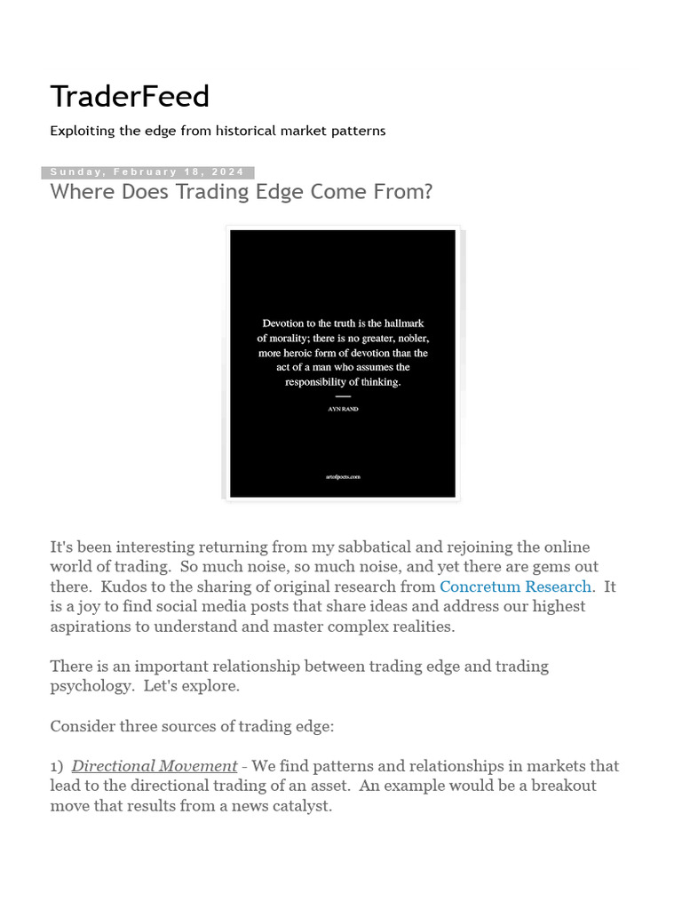 Trading Edge from Market Patterns | PDF | Economies | Investing