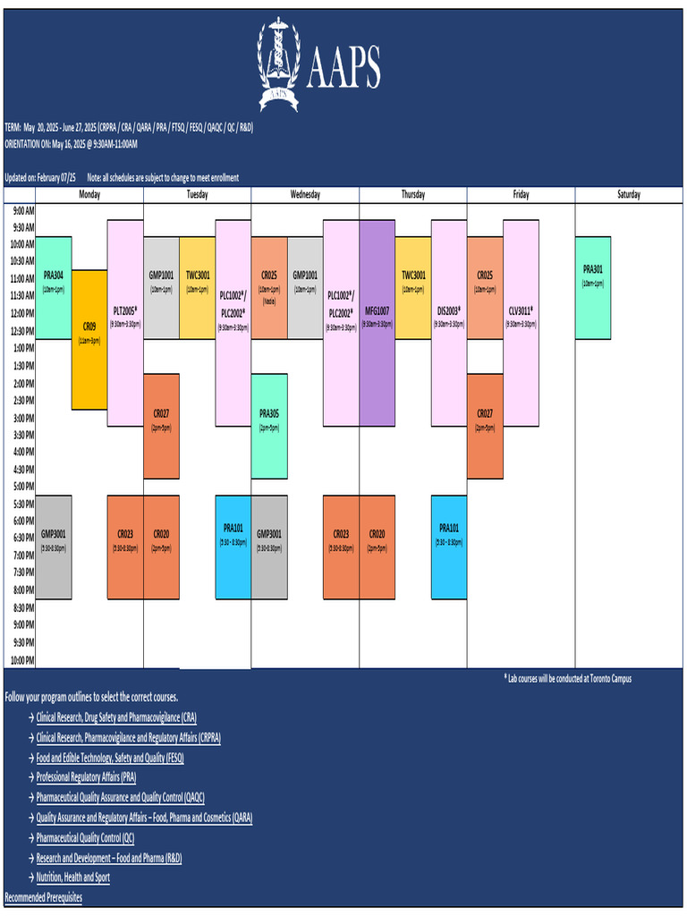 Course Schedule: May-June 2025 | PDF | Pharmacovigilance | Health Care