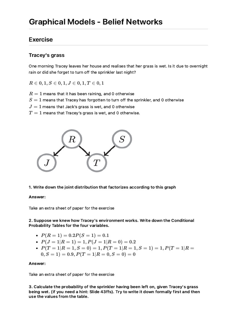 Belief Networks: Grass and Party Problems | PDF | Bayesian Network ...