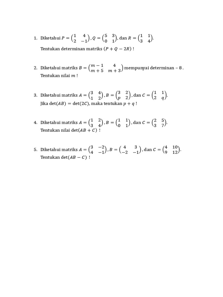 Hitung Determinan Matriks dan Variabel | PDF