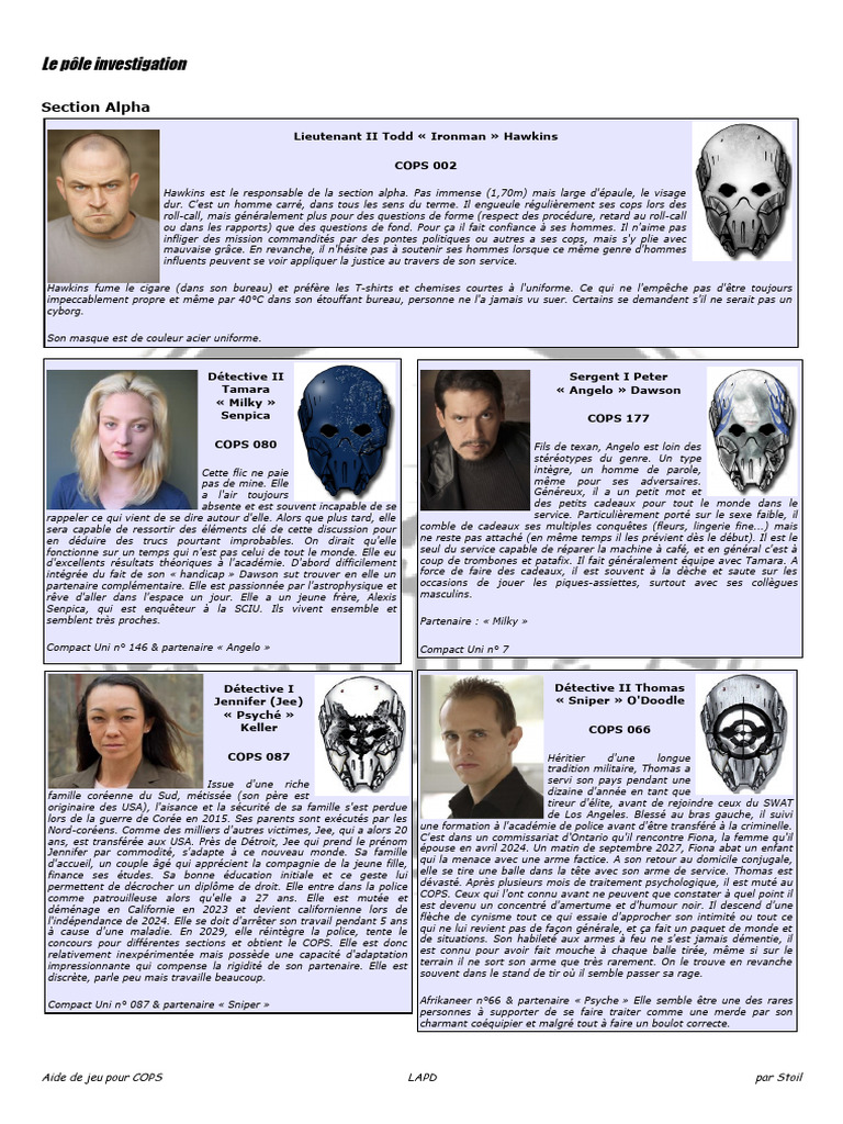 Portraits des détectives du LAPD COPS | PDF