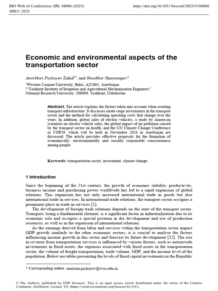 Economic Impact of Transportation Sector | PDF | Transport | Economies