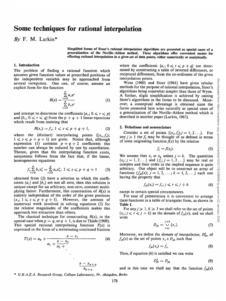 Thiele's Rational Interpolation Methods | PDF | Polynomial | Function ...