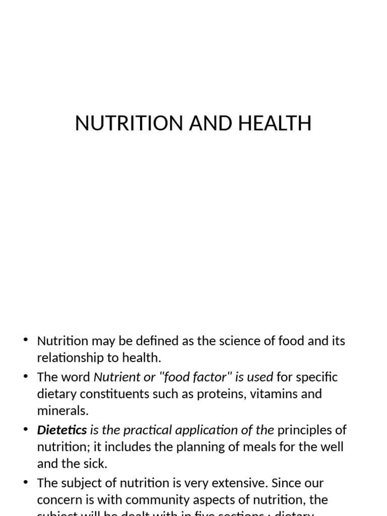 Nutrition and Health | PDF | Diet & Nutrition | Dietary Fiber