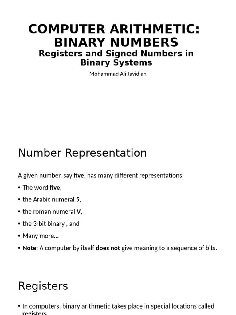 Ch1 Registers Signed Nums | PDF | Bit | Computer Architecture
