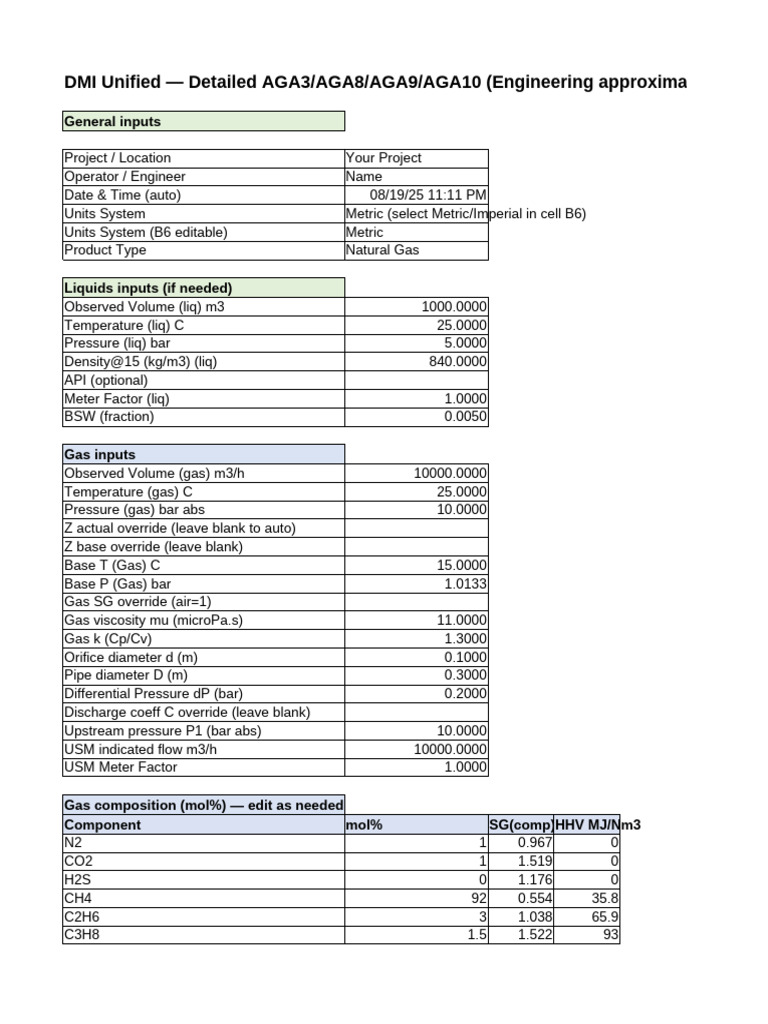 DMI Unified Gas Flow Calculations | PDF | Gases | Process Engineering