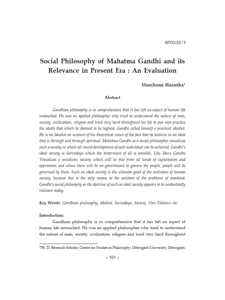 Gandhian Philosophy Today | PDF | Nonviolence | Mahatma Gandhi