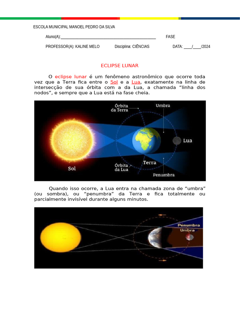 Eclipse Lunar e Fases da Lua | PDF | Lua | Eclipse
