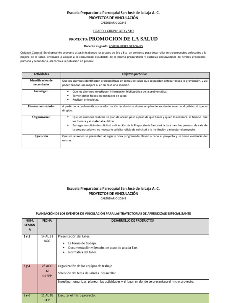 Proyectos de Salud 2024 en Preparatoria | PDF | Dieta