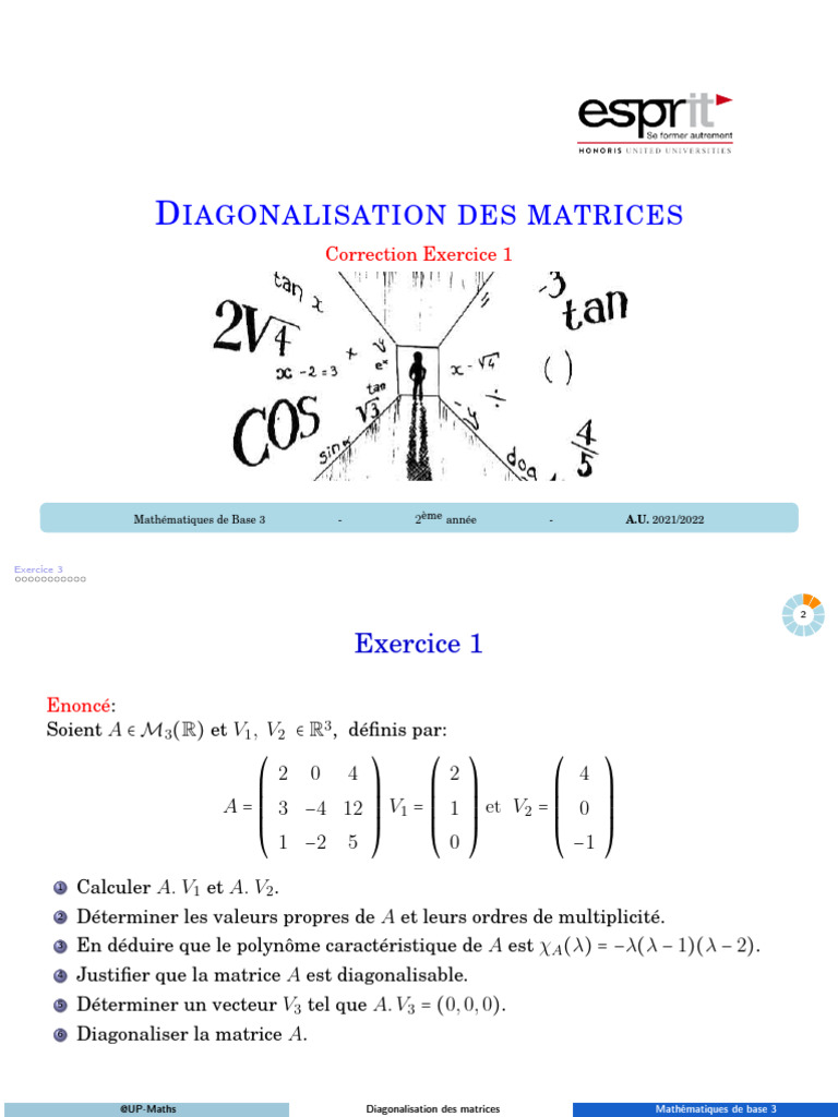 Diagonalisation de la matrice A en R3 | PDF | Valeur propre, vecteur ...