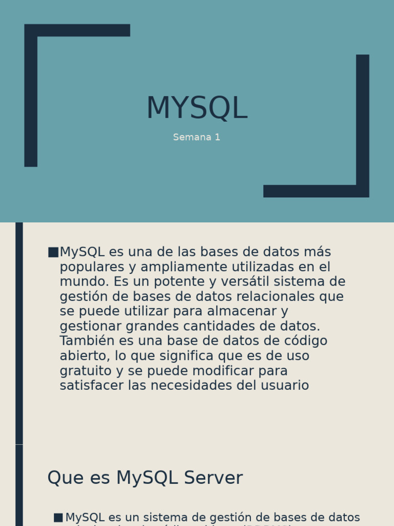 Semana 1 | PDF | Mi sql | Bases de datos