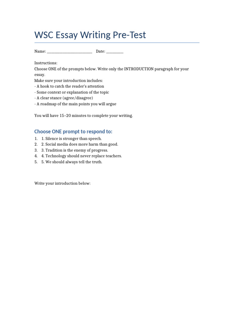 Essay Introduction Writing Guide | PDF