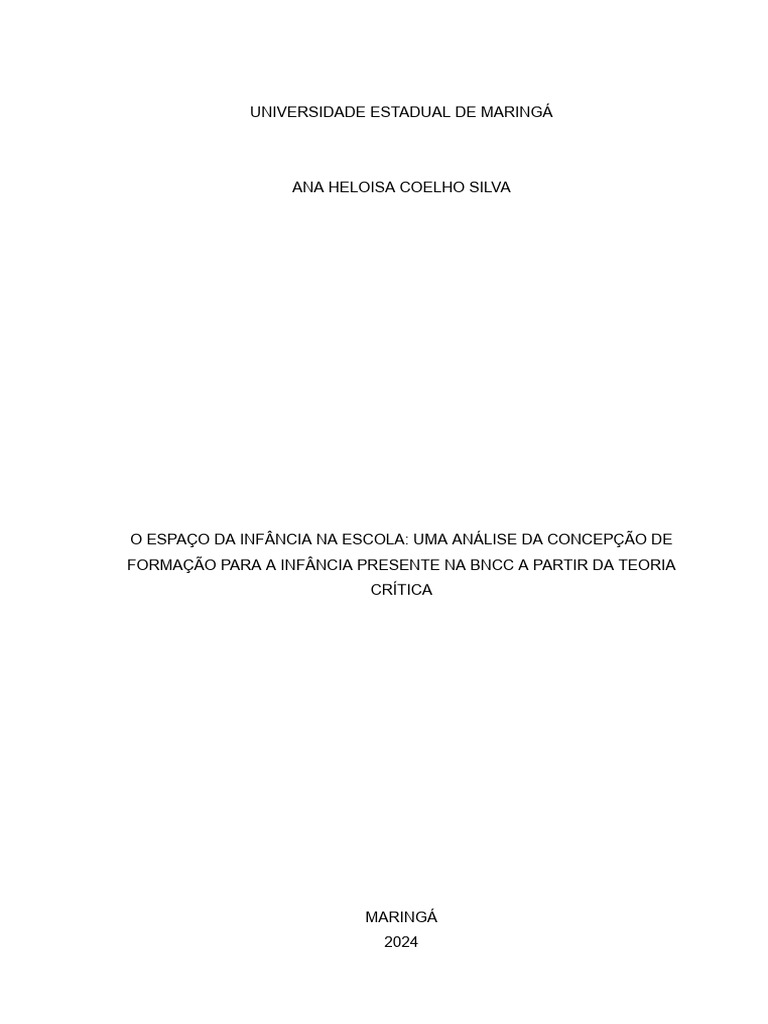 Formação Infantil na BNCC: Análise Crítica | PDF | Sociologia | Aprendizado