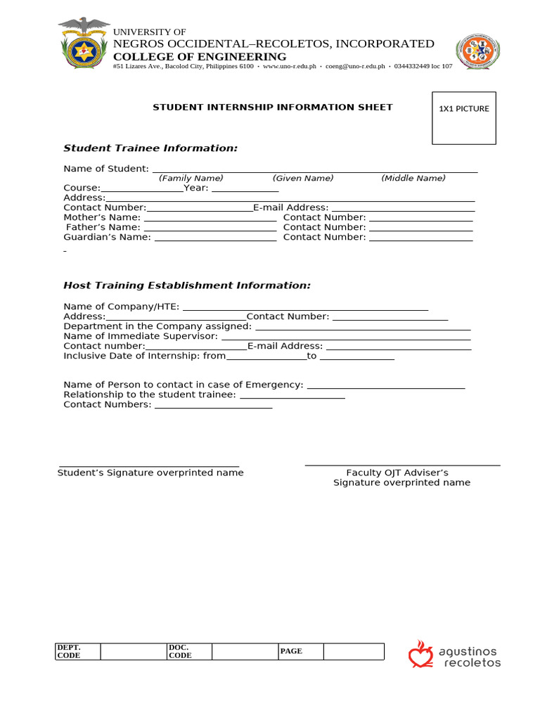Student Internship Information Sheet | PDF