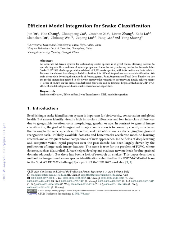 Snake Species Classification Model Integration | PDF | Computational ...