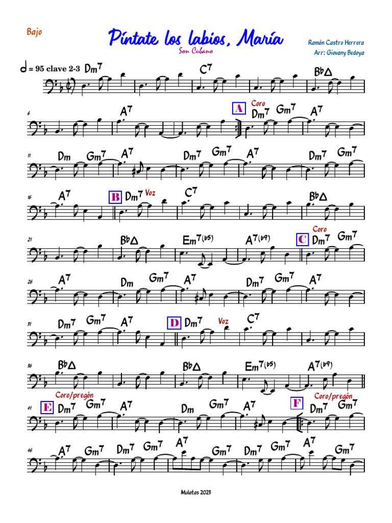 Píntate los labios, María - Bajo | PDF | Musical Subgenres