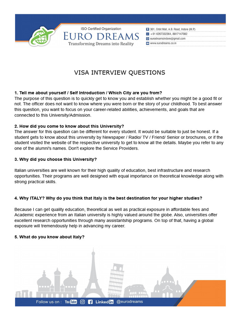 Italy Student Visa Interview Guide | PDF | Academic Degree | Italy