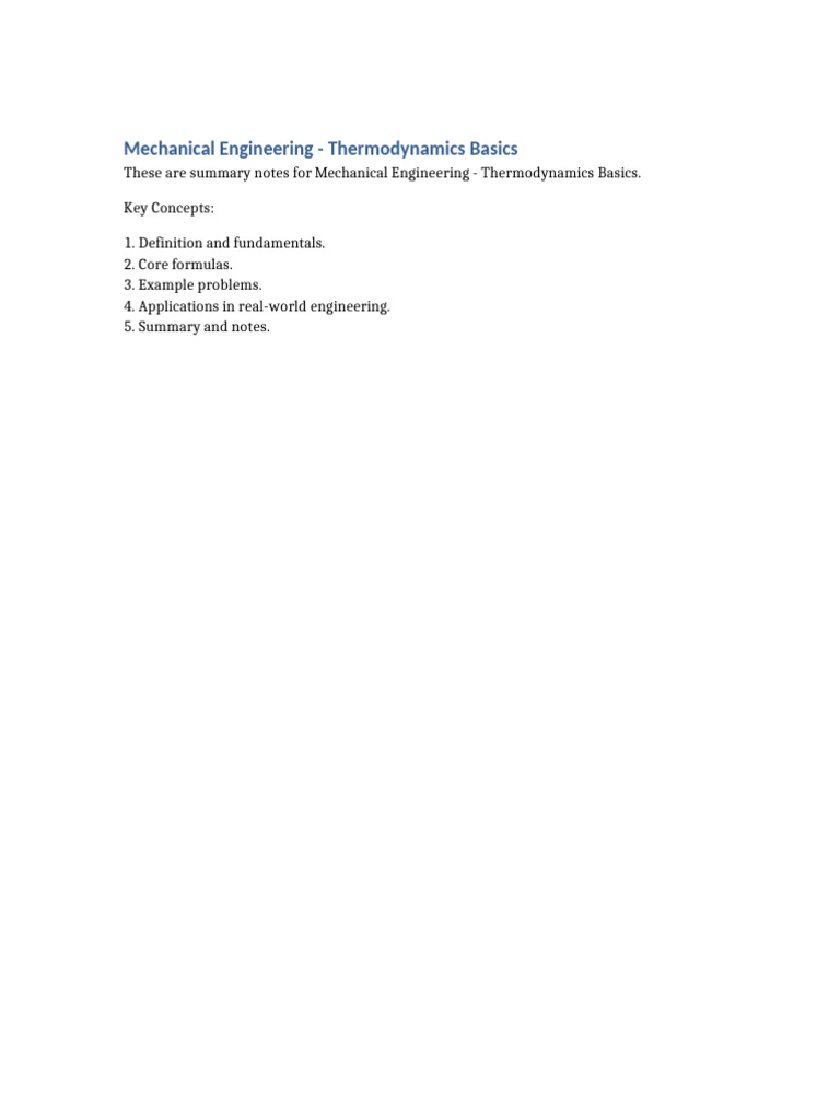 Mechanical Engineering - Thermodynamics Basics | PDF