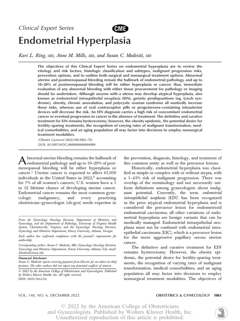 Photo inspiration: Endometrial Hyperplasia Overview And Treatment Pdf Photo Inspiration