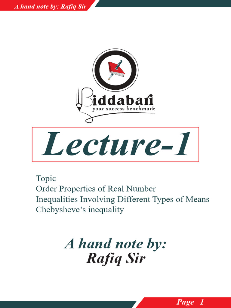 Order Properties of Real Numbers | PDF