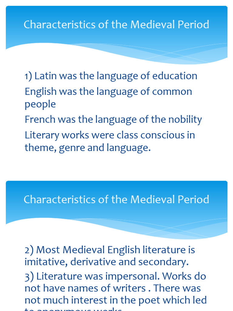 Characteristics of The Medieval Period | PDF