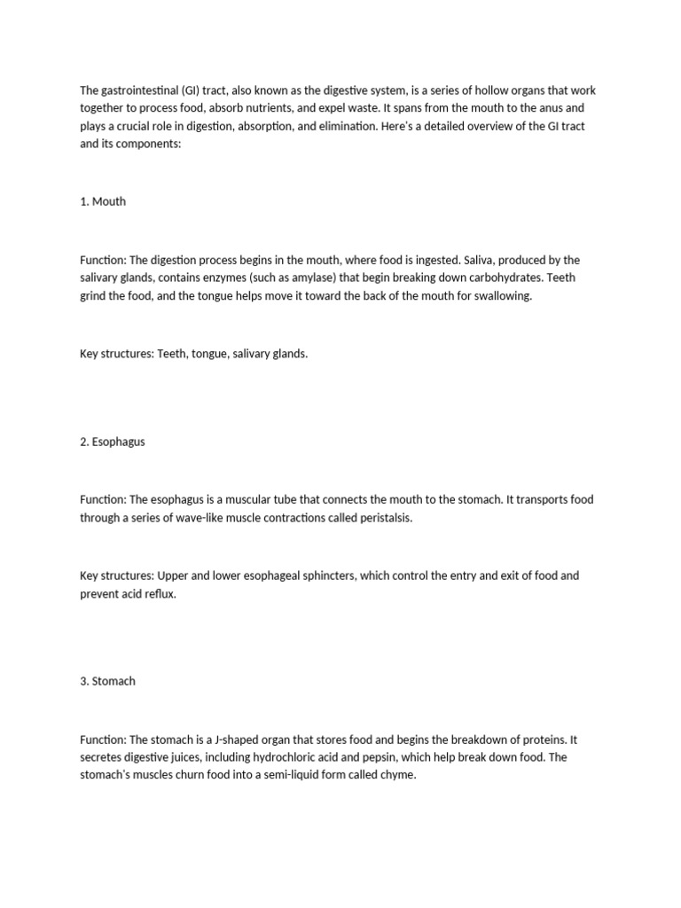 Overview of the Gastrointestinal Tract | PDF | Human Digestive System ...
