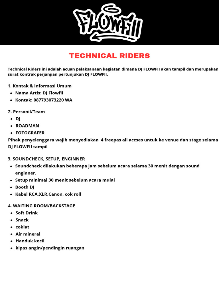 Technical Riders DJ Flowfii | PDF