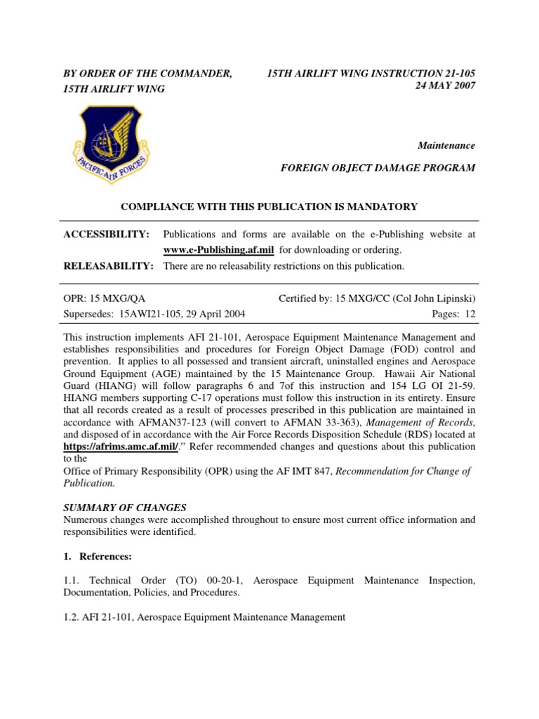 FOD Prevention Program Guidelines | PDF | Foreign Object Damage | Vehicles