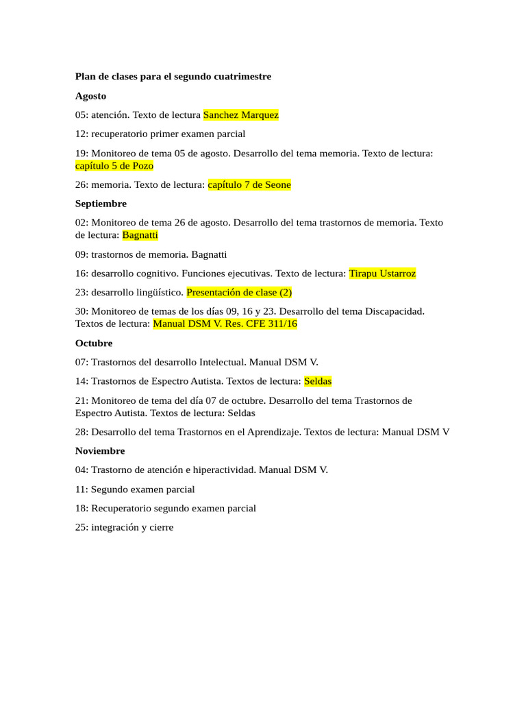 Plan de Clases Segundo Cuatrimestre 2023 | PDF