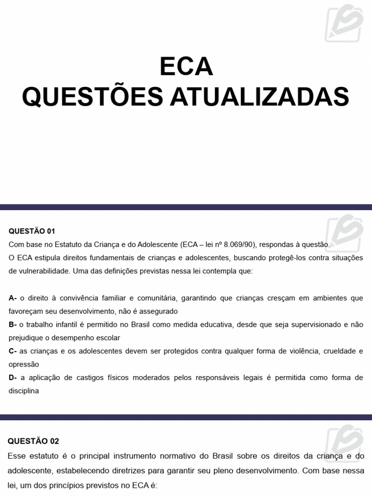 Simulado ECA 2025: Questões e Gabarito | PDF | Adolescência | Família