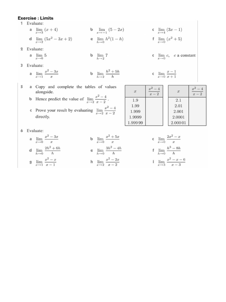 Exercise Limits | PDF