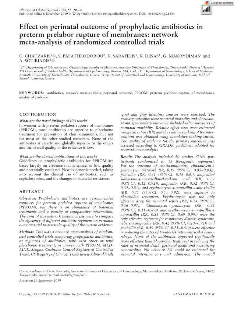 Prophylactic Antibiotics for PPROM Outcomes | PDF | Preterm Birth ...