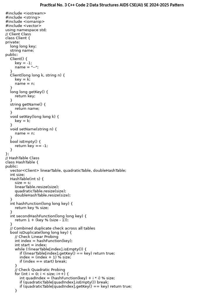 C++ Client Database with Hashing | PDF | C++ | Computer Programming