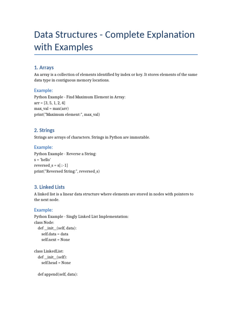 Data Structures Explanation | PDF