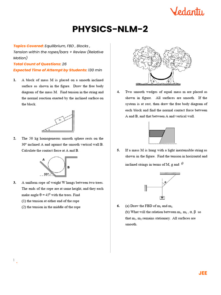 Physics Problems on Equilibrium and Motion | PDF | Force | Tension ...