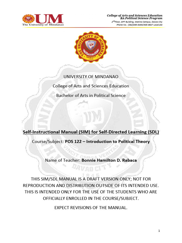 POS 122 First Stage Module With Watermark - Edited1 | PDF | Aristotle ...