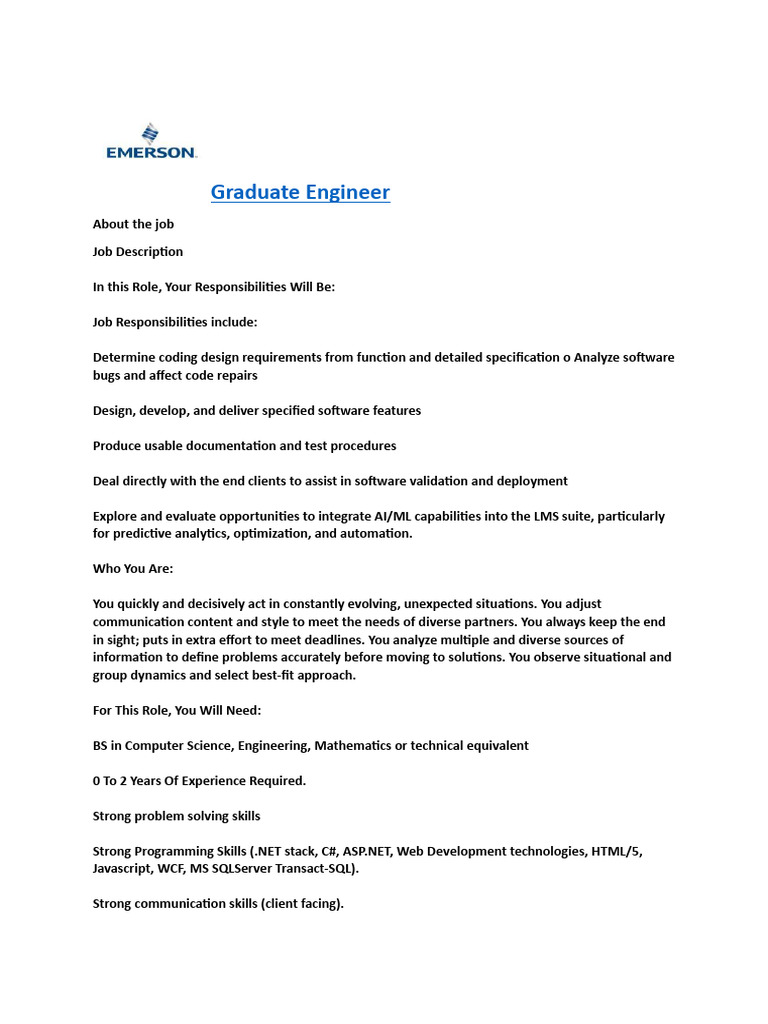 Graduate Engineer Job Opportunity | PDF | Machine Learning | Artificial ...