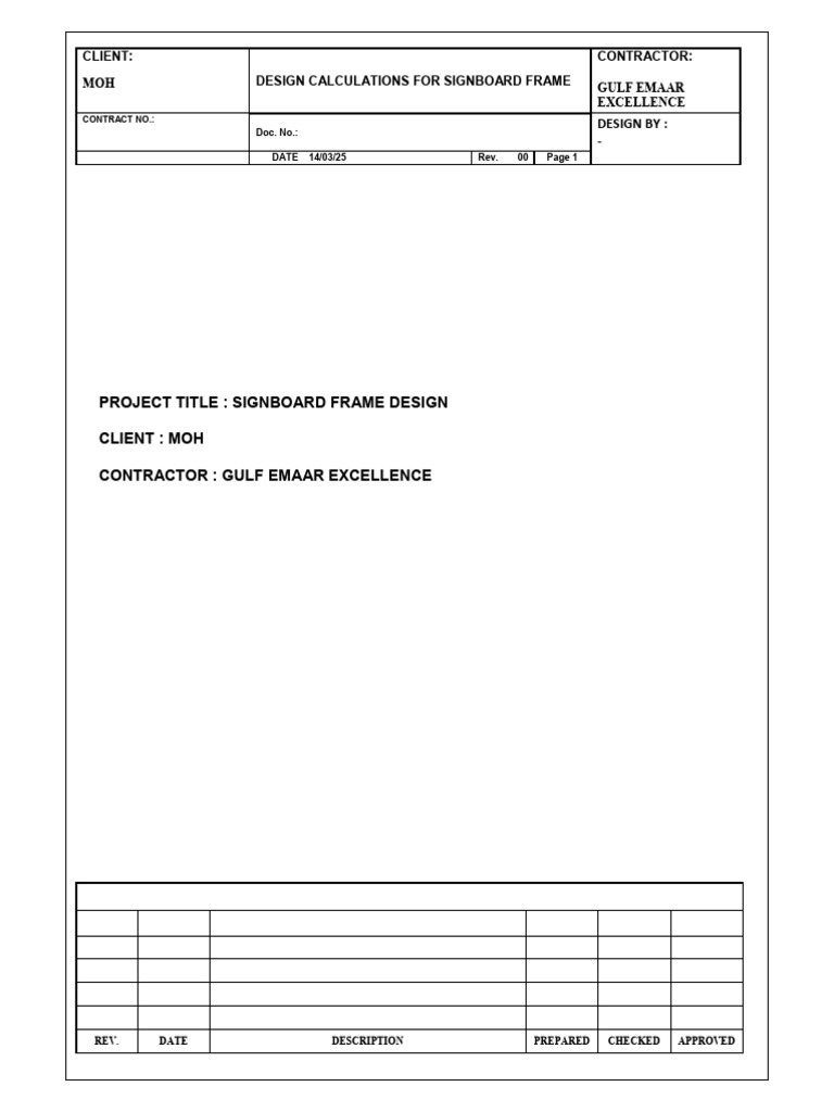 Signboard Frame Design Calculations | PDF | Specification (Technical ...