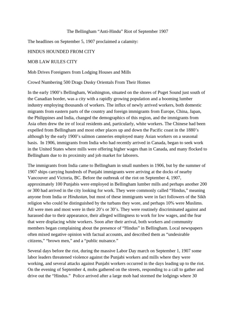 Bellingham Riot of 1907 | PDF | Immigration