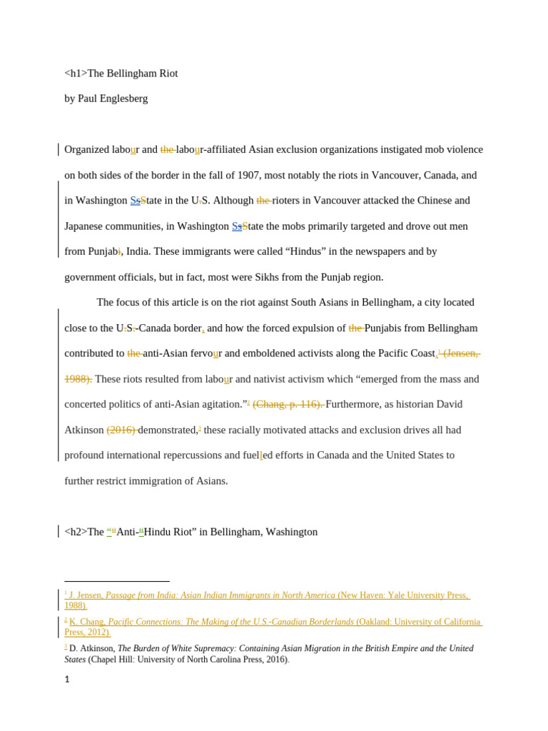 Bellingham Riot: 1907 Anti-Asian Violence | PDF | The United States ...