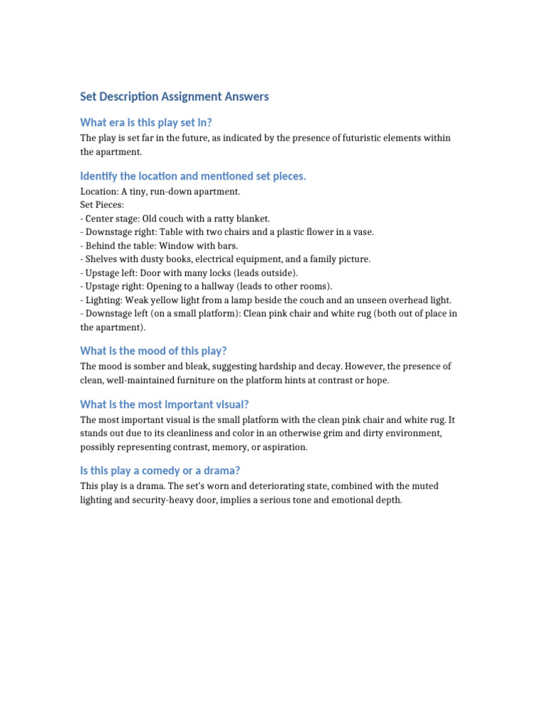 Set Description Answers | PDF
