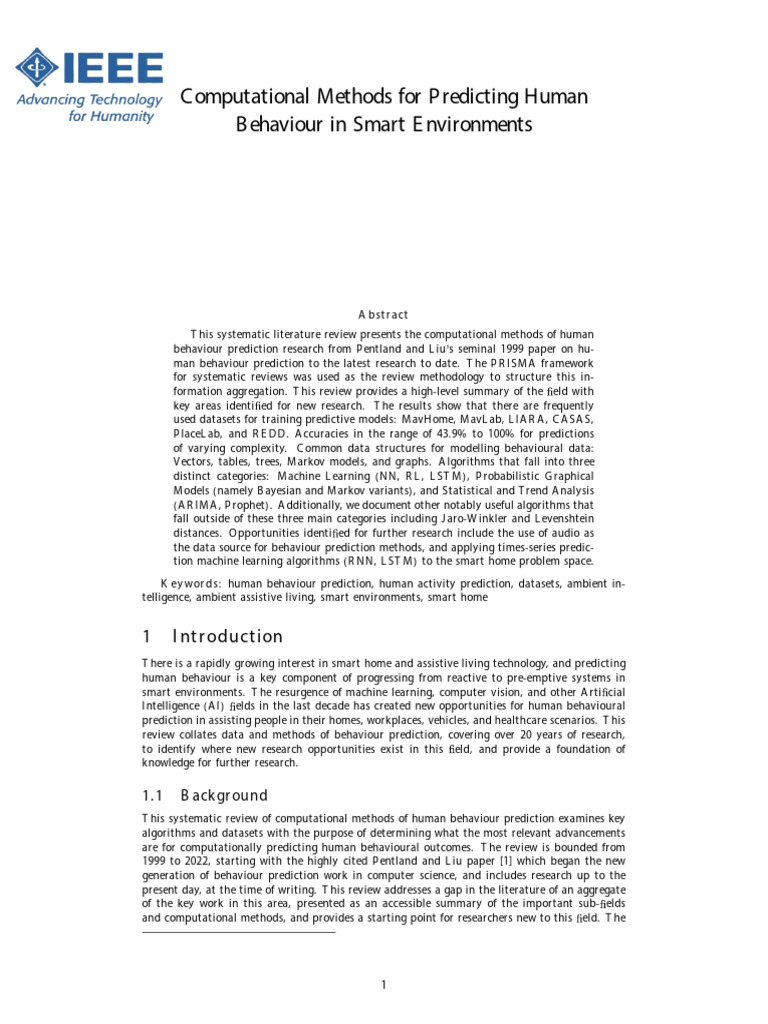Human Behaviour Prediction Methods | PDF | Autoregressive Integrated ...