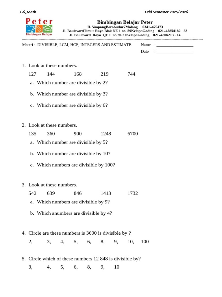 Divisible, LCM, HCF, Integers, Estimate | PDF | Chess | Chess Theory